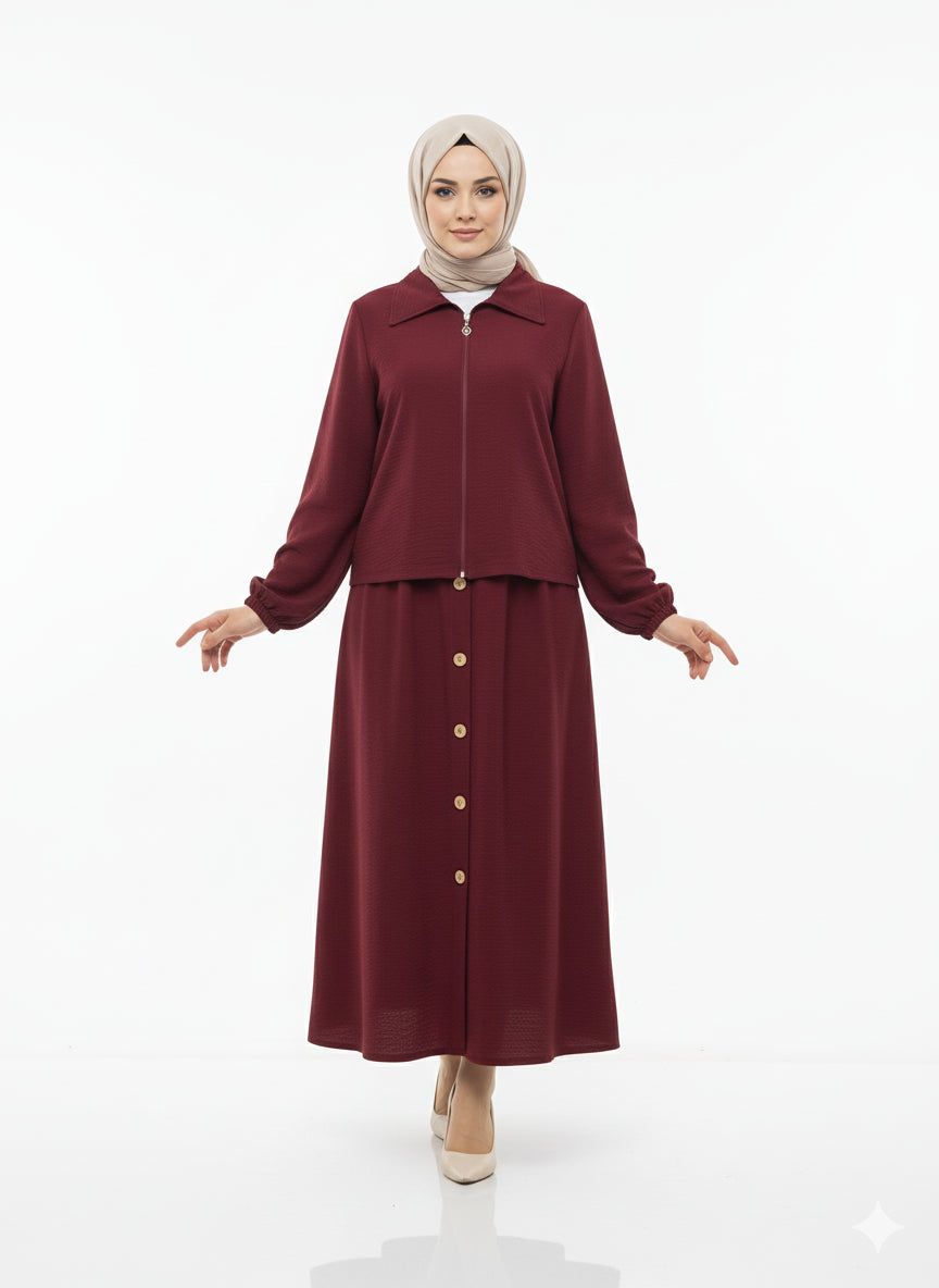 (Bordo)Raghad Takımı Yazlık – Günlük kullanım için ideal, hafif ve şık bir tasarım