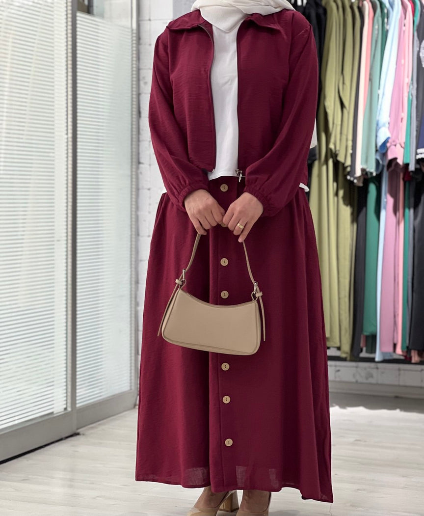 (Bordo)Raghad Takımı Yazlık – Günlük kullanım için ideal, hafif ve şık bir tasarım