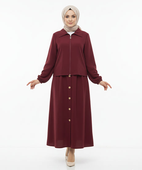 (Bordo)Raghad Takımı Yazlık  – Günlük kullanım için ideal, hafif ve şık bir tasarım