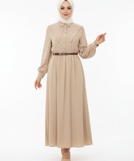 Haya Yazlık Pratik Elbise – Bej Renk