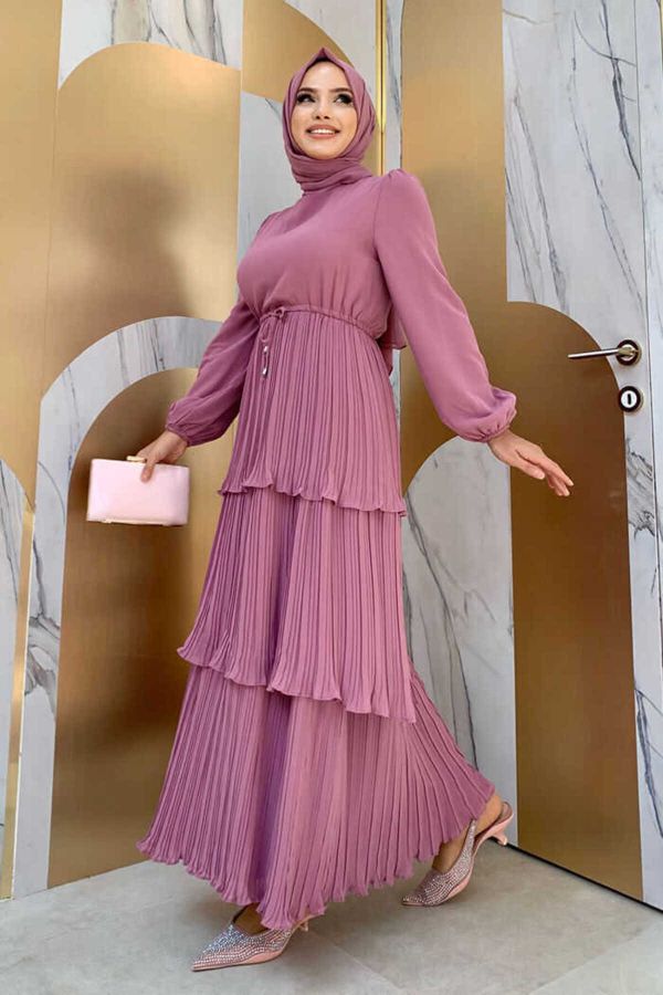 Etekli elbise 3497 pembe