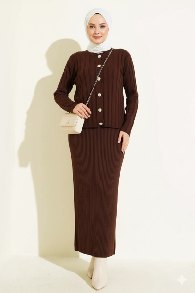 Nazli Triko Takımı (Kahverengi)