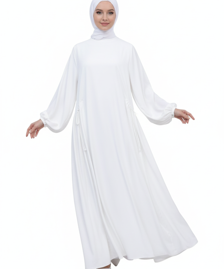 Lisa tesettürlü kadınlar için bol elbise (beyaz) 1419