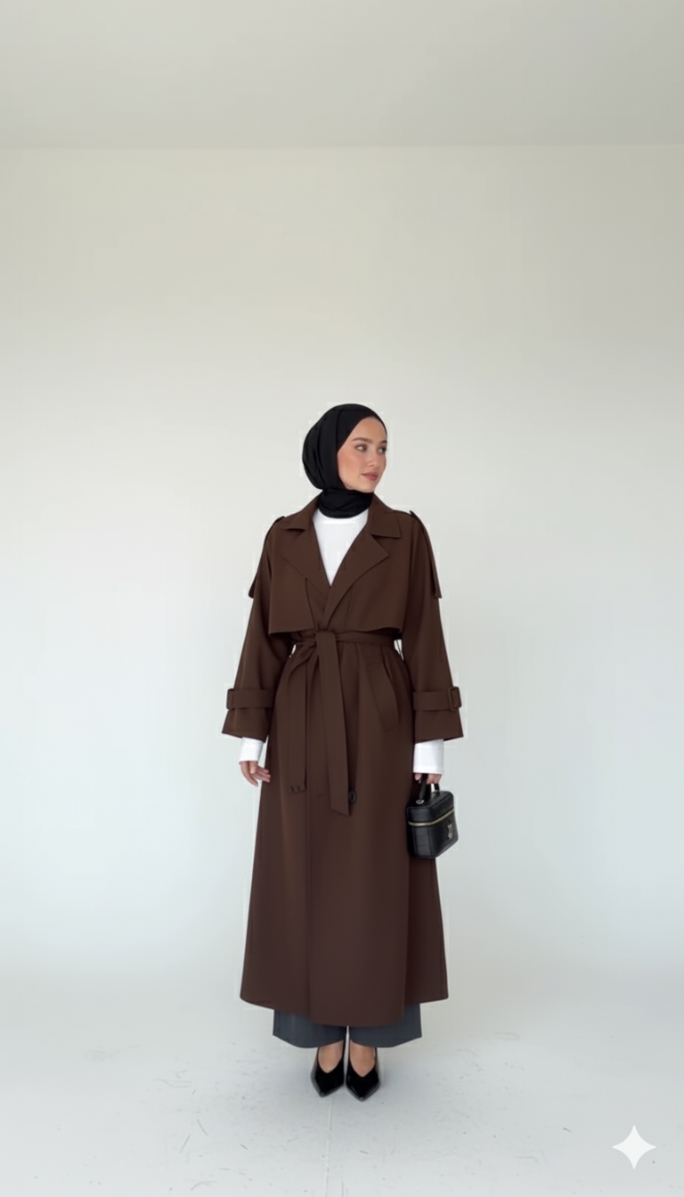 Sama Sonbahar Trençkot (Kahverengi)