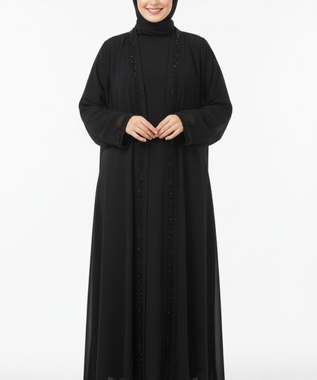 طقم عباية نيرمن عملي صيفي اللون الاسود