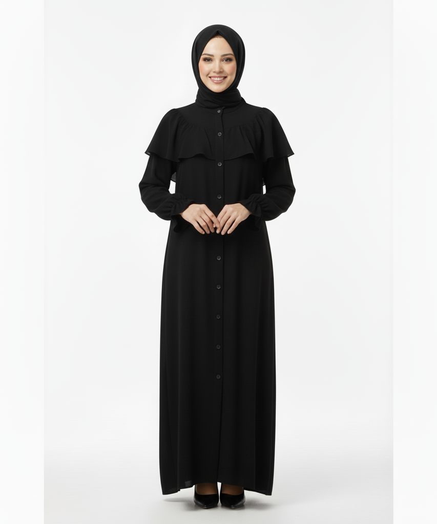 Siyah renk Khawla abaya