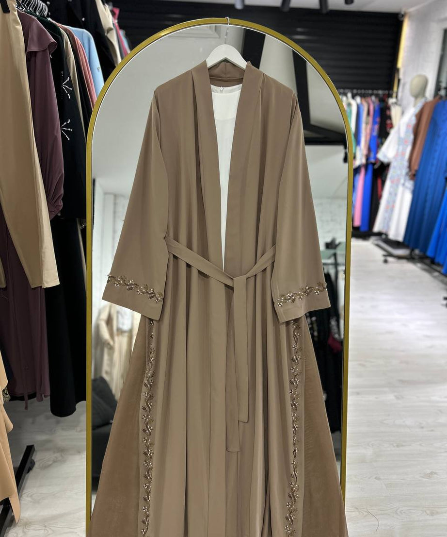 Lilas" Yazlık Resmi Abaya Takımı (Bej)