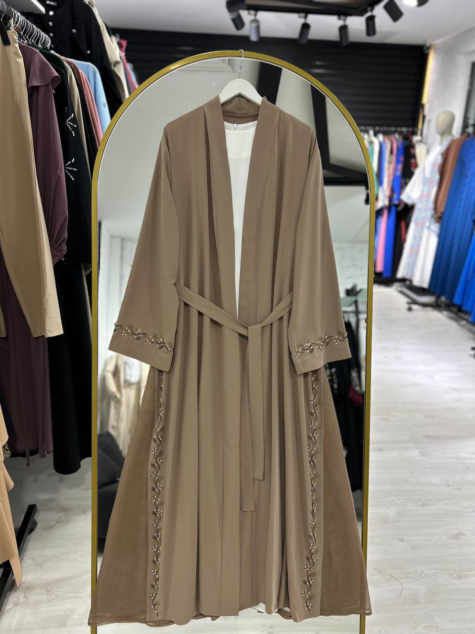 Lilas" Yazlık Resmi Abaya Takımı (Bej)