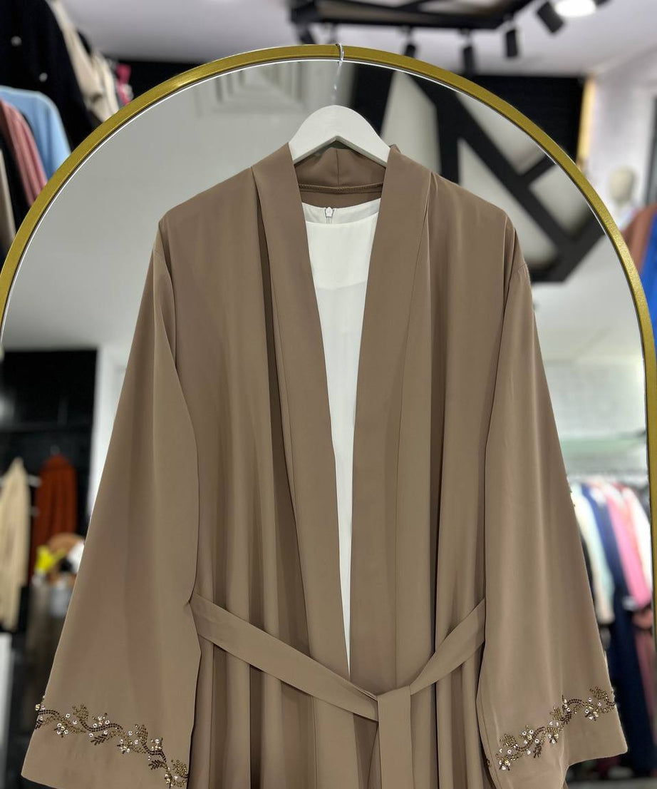 Lilas" Yazlık Resmi Abaya Takımı (Bej)