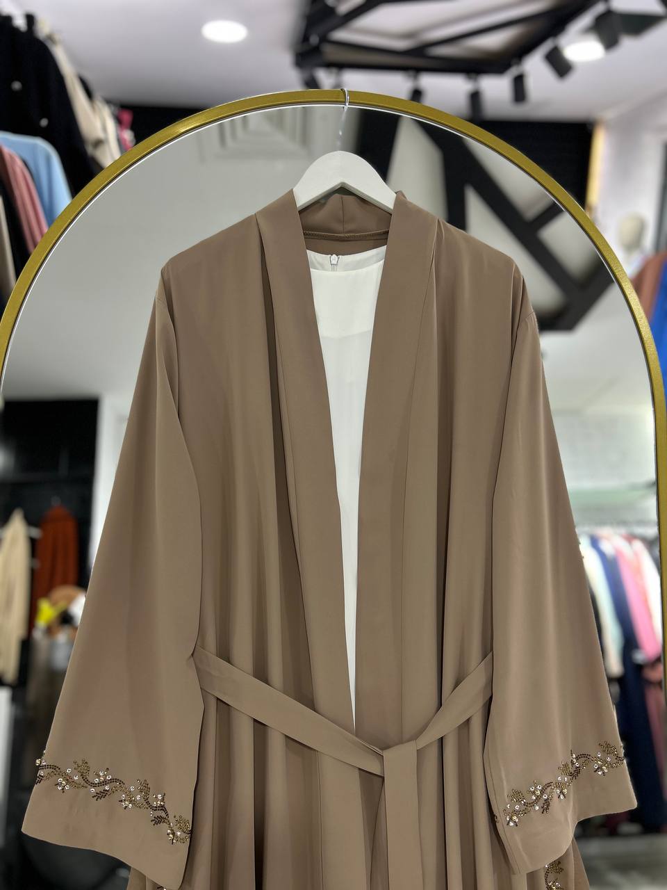 Lilas" Yazlık Resmi Abaya Takımı (Bej)