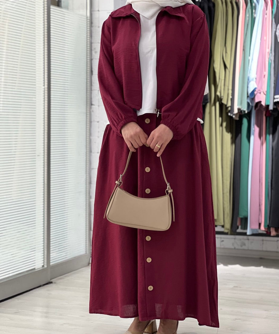 (Bordo)Raghad Takımı Yazlık  – Günlük kullanım için ideal, hafif ve şık bir tasarım