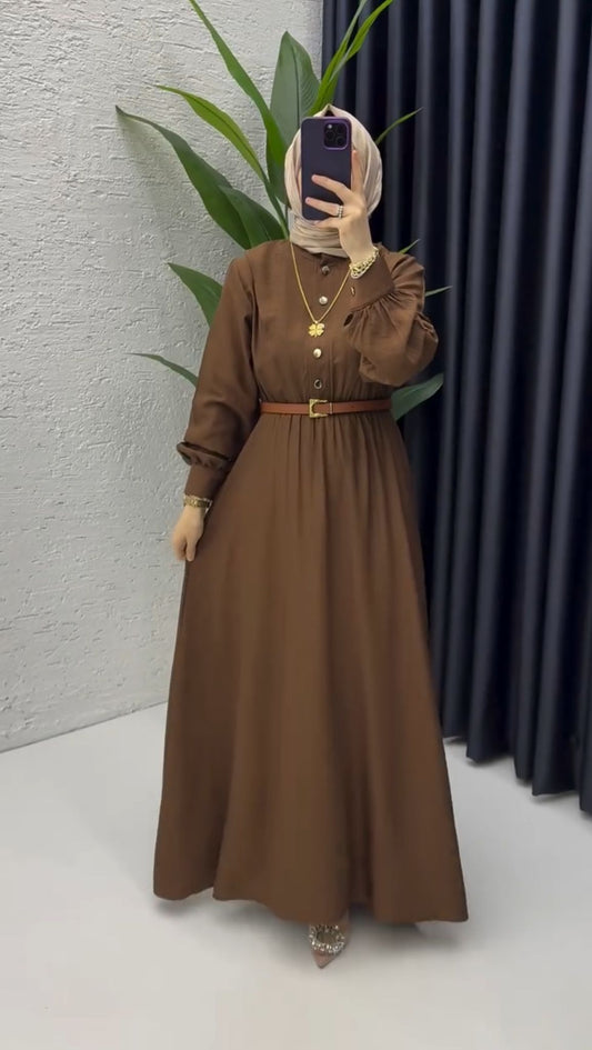 Haya Yazlık Pratik Elbise – Kahverengi
